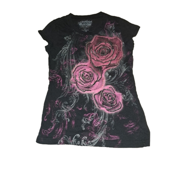 ALL ACCESS Tops - Rocker Girl Graphic Rose Tee Size Xl